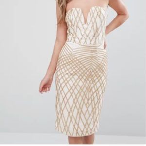 Sweetheart pencil midi formal sequin dress